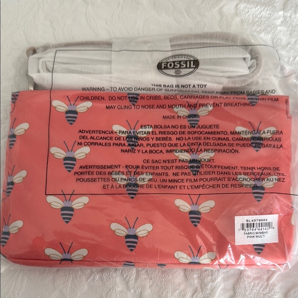 Fossil Coral Bee Print  Crossbody Bag